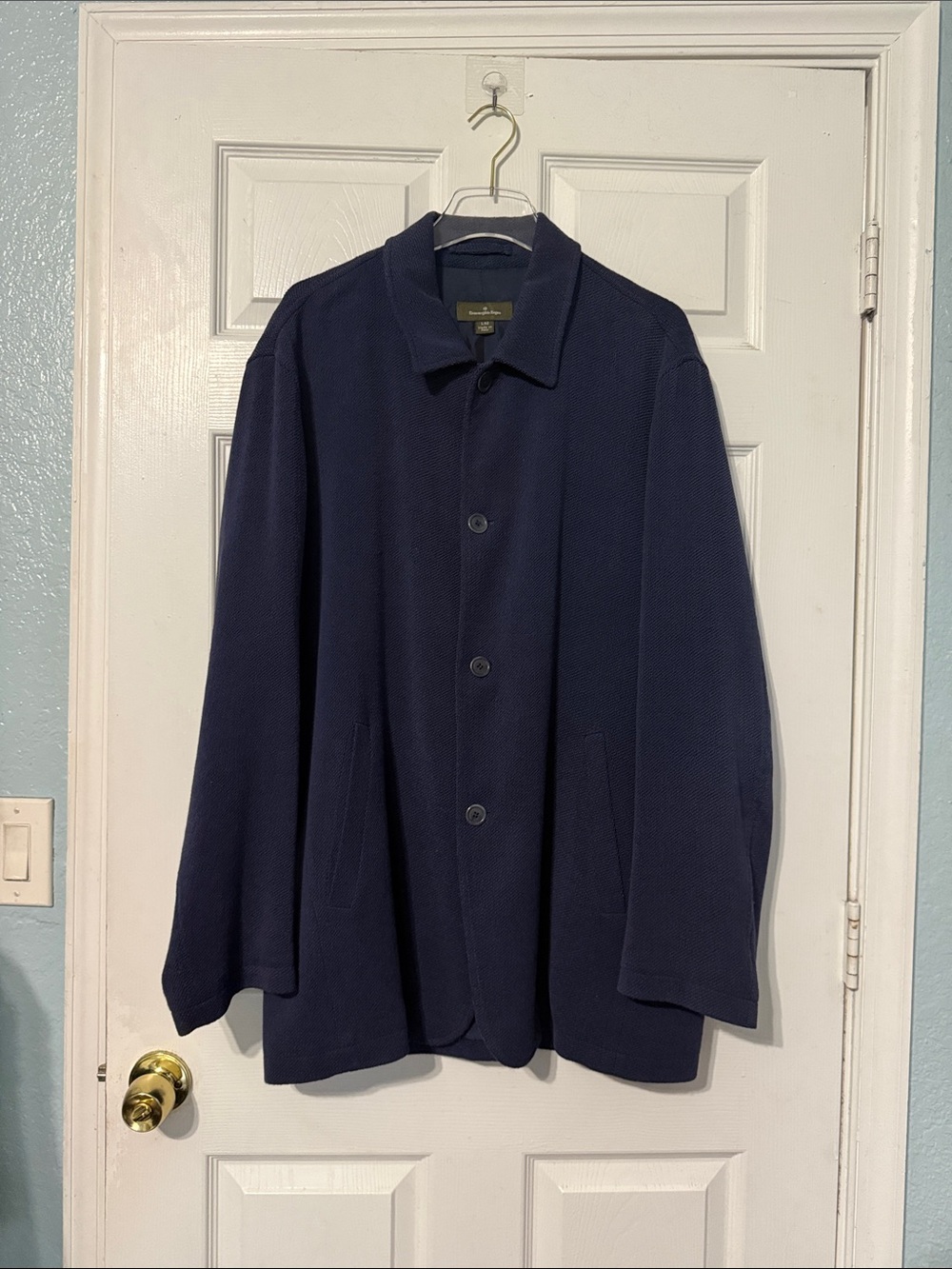 Vintage Ermenegildo Zegna Luxury Jacket IT 52
US L Navy Cotton Wool Silk Blend